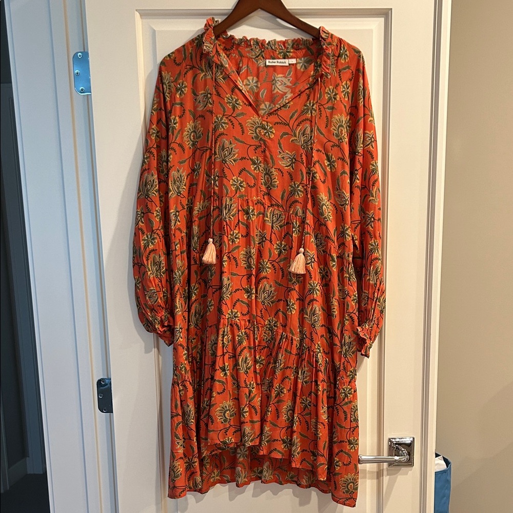 Roller Rabbit Orange Floral Long Sleeve Dress